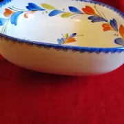 LARGE SQUARE SALAD BOWL / FRUIT BOWL IN FAIENCE SIGNED "QUIMPER"