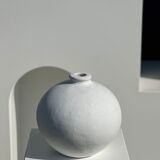 Handcrafted terracotta ball vase painted white H:24 D:26