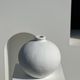 Handcrafted terracotta ball vase painted white H:24 D:26
