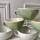 Set of 6 coffee cups Digoin letters and Villeroy & Boch green sage 50s-60s
