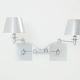 Pair of Maison Charles adjustable brushed steel wall lights circa 1960