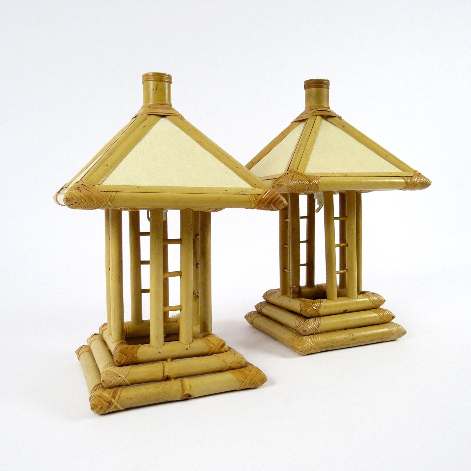 Set of 2 bamboo table lamps 1960s