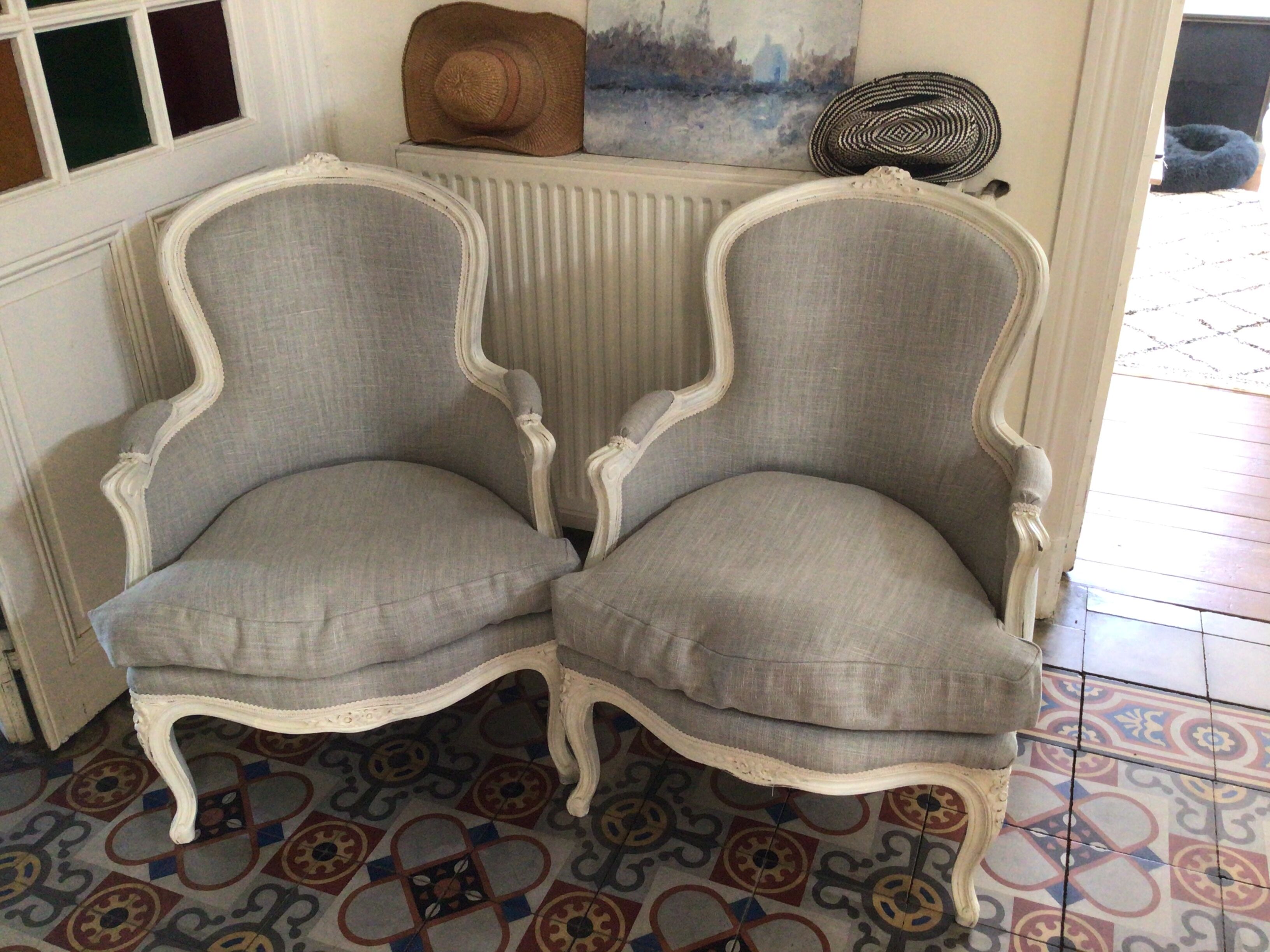 Pair of shepherdesses linen fabric