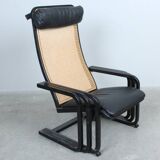 1980s Lounge Chair — Wiener Weave & Leather — Adjustable Backrest — Vintage
