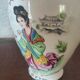 Japanese porcelain vase decorated with 2 geishas and flowering trees