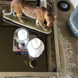 Coffee table 70s metal and smoked glass