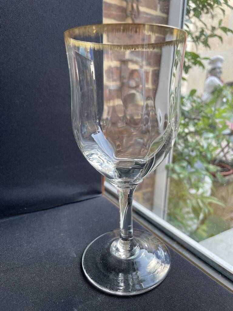 6 Daum water glasses with gold putoises