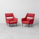 Pair of vintage red armchairs with armrests – 1960s/70s