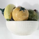 Coupe de fruits et légumes céramique trompe l'oeil mid-century