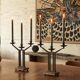 Art Deco pair of candle holders in wrought iron and stone