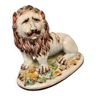 Lion En Faience De Saint Clément