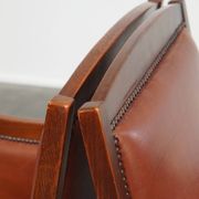 Majestic, luxurious set of 2 cognac-colored cowhide leather Art Deco design armchairs