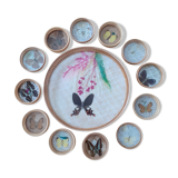 Vintage butterfly top and its 12 coasters