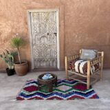 Moroccan carpet Boucherouite colored - 89 x 172 cm