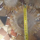 Set of 3 Tulip lampshades in opalescent glass with golden and wavy edges