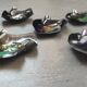 X5 pocket trays in enamelled metal, Italy, 1960s-70s.