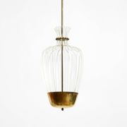 Mid-Century Pendant Lamp by Vereinigte Werkstätten, in Brass and Plexiglass