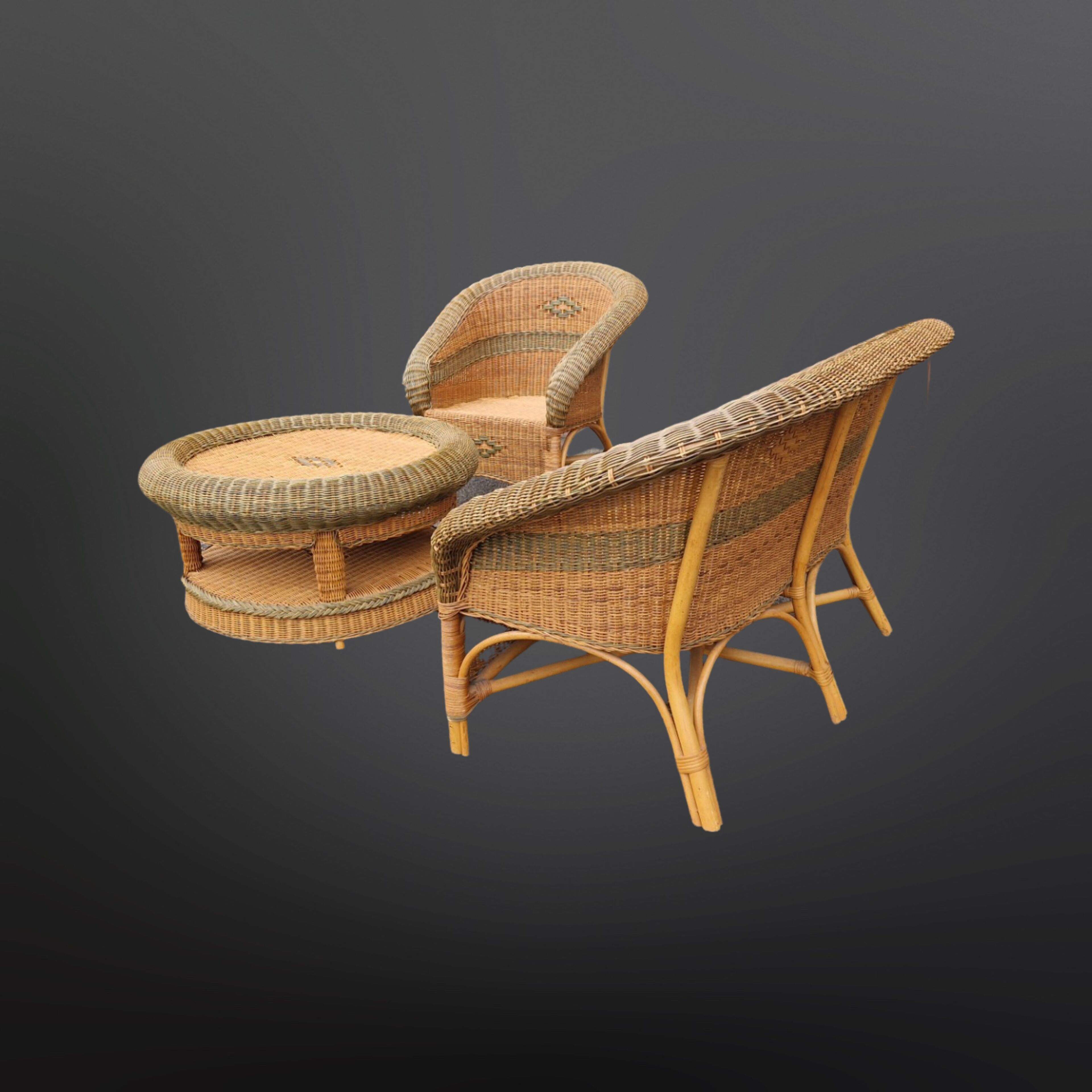 Vintage wicker lounge set, Netherlands 1970s
