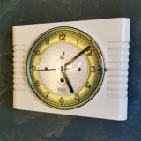 Rectangular silent vintage wall pendulum clock "Jaz white green"