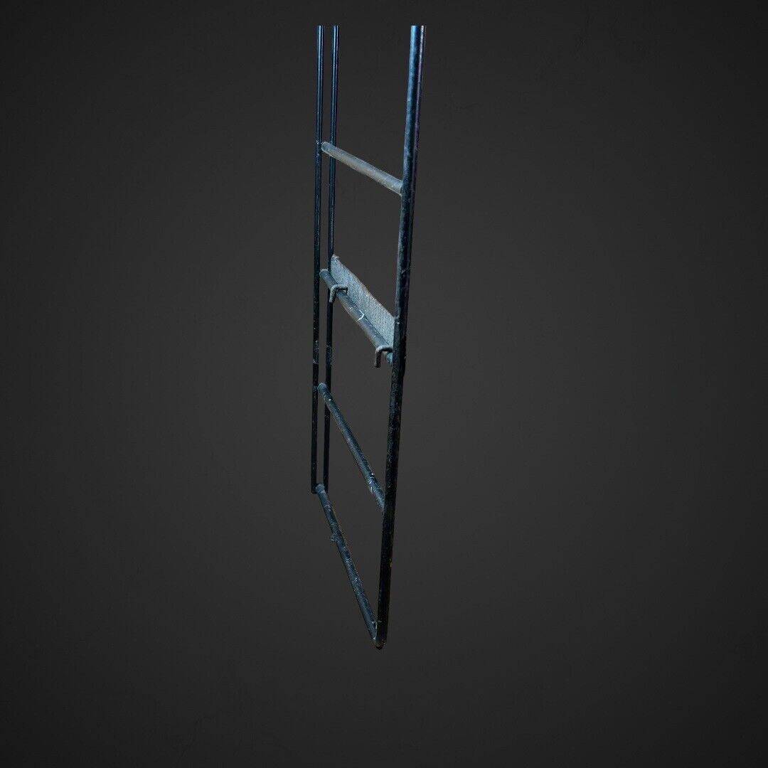 60's string wall shelf black lacquered metal oak, vintage