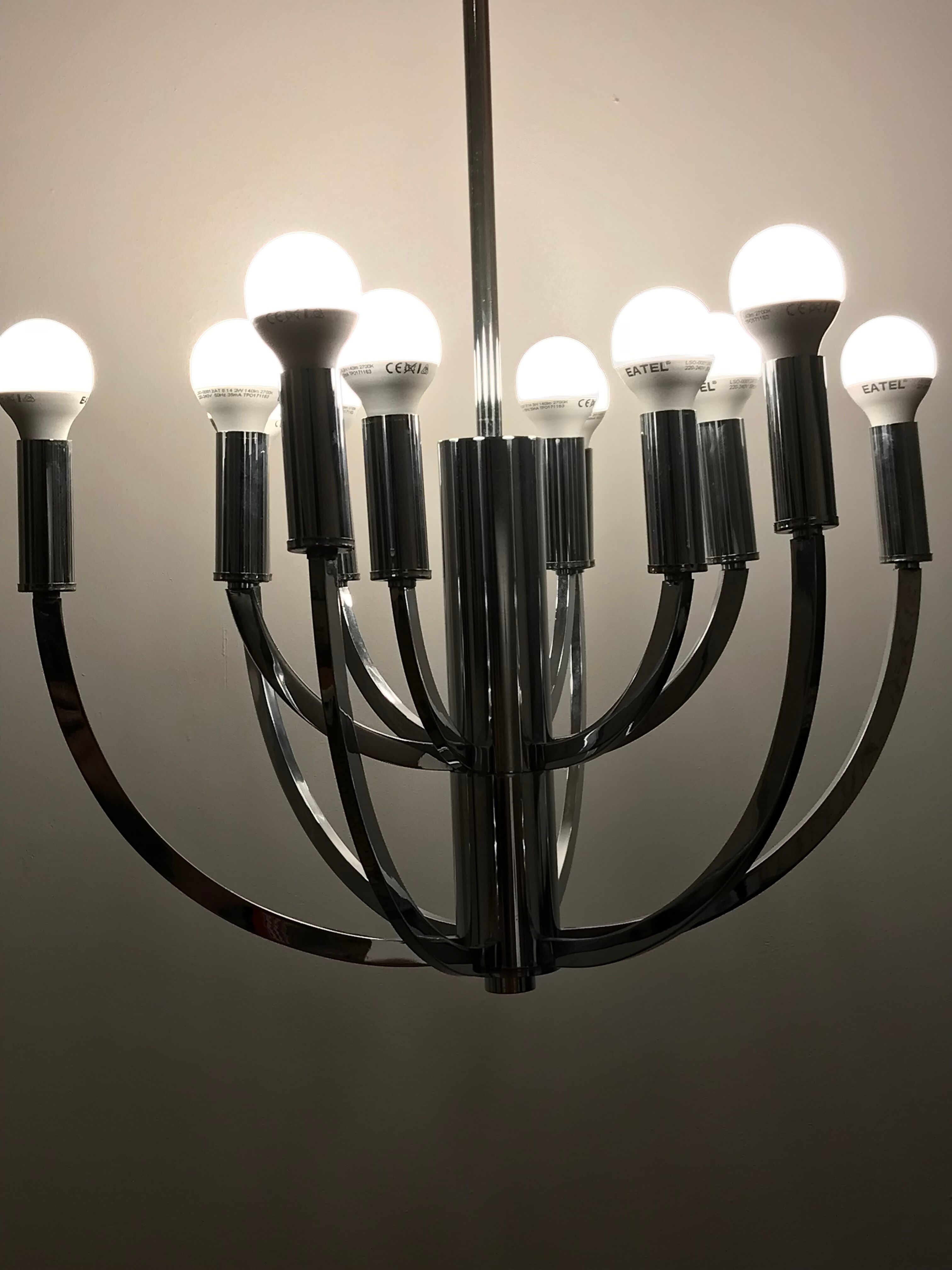 Lustre par Gaetano Scolari 12 ampoules 1970