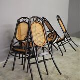 Chairs in curved beech and vienna straw, 1980s, set of 4