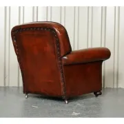 Victorian Leather Armchairs and Sofa in Burgundy, Set of 3