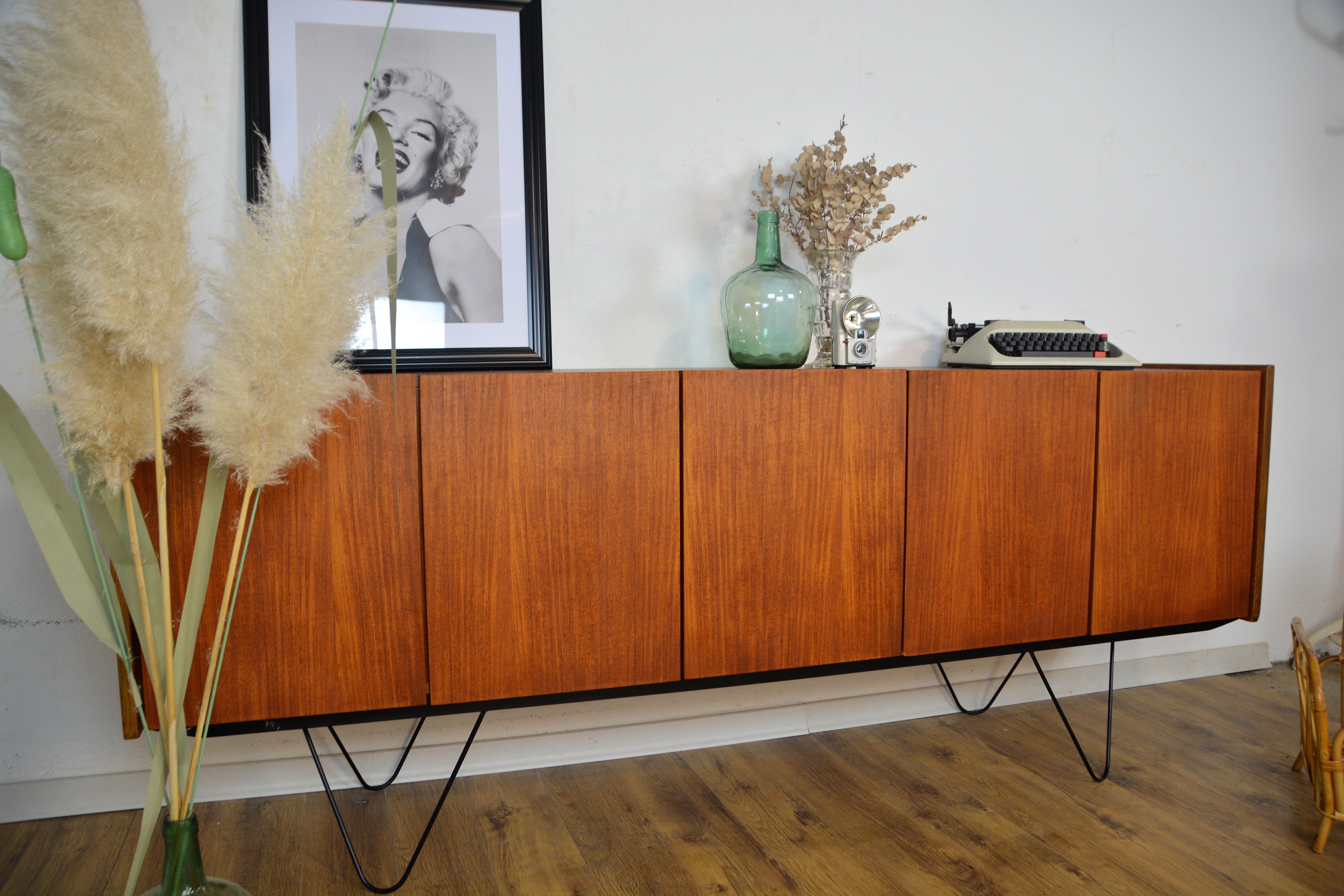 Scandinavian teak and metal row