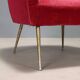 Fauteuil vintage design en tissu et laiton, Italie, années 1950-1960