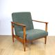 GFM-142 armchair, design by Edmund Homa from the 70s, olive green thick boucle - 2 pieces available