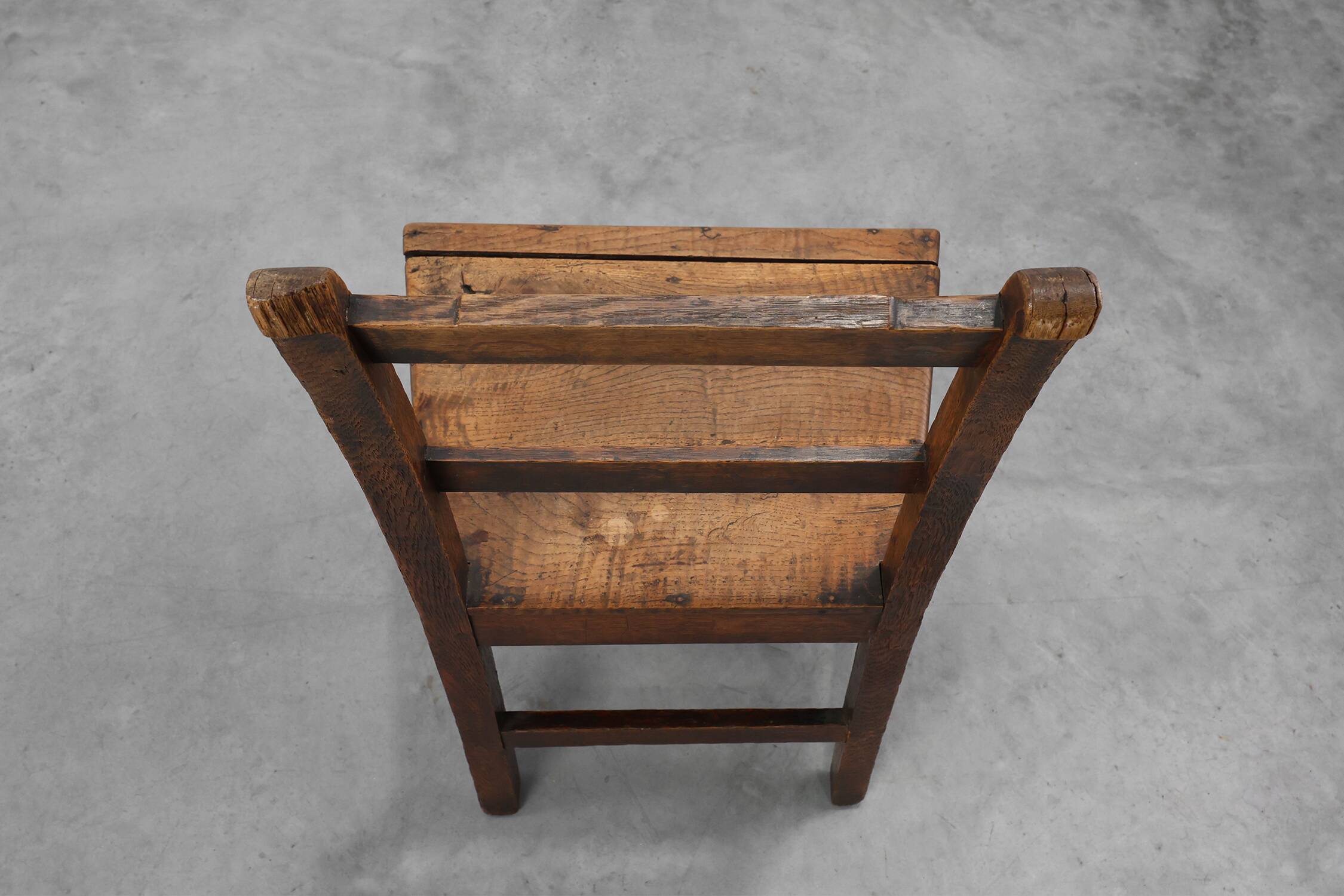 Antique oak late 19th century oak side chair, Belgium