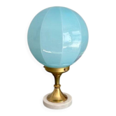 Art Deco lamp from the 1930s with a blue opaline globe.