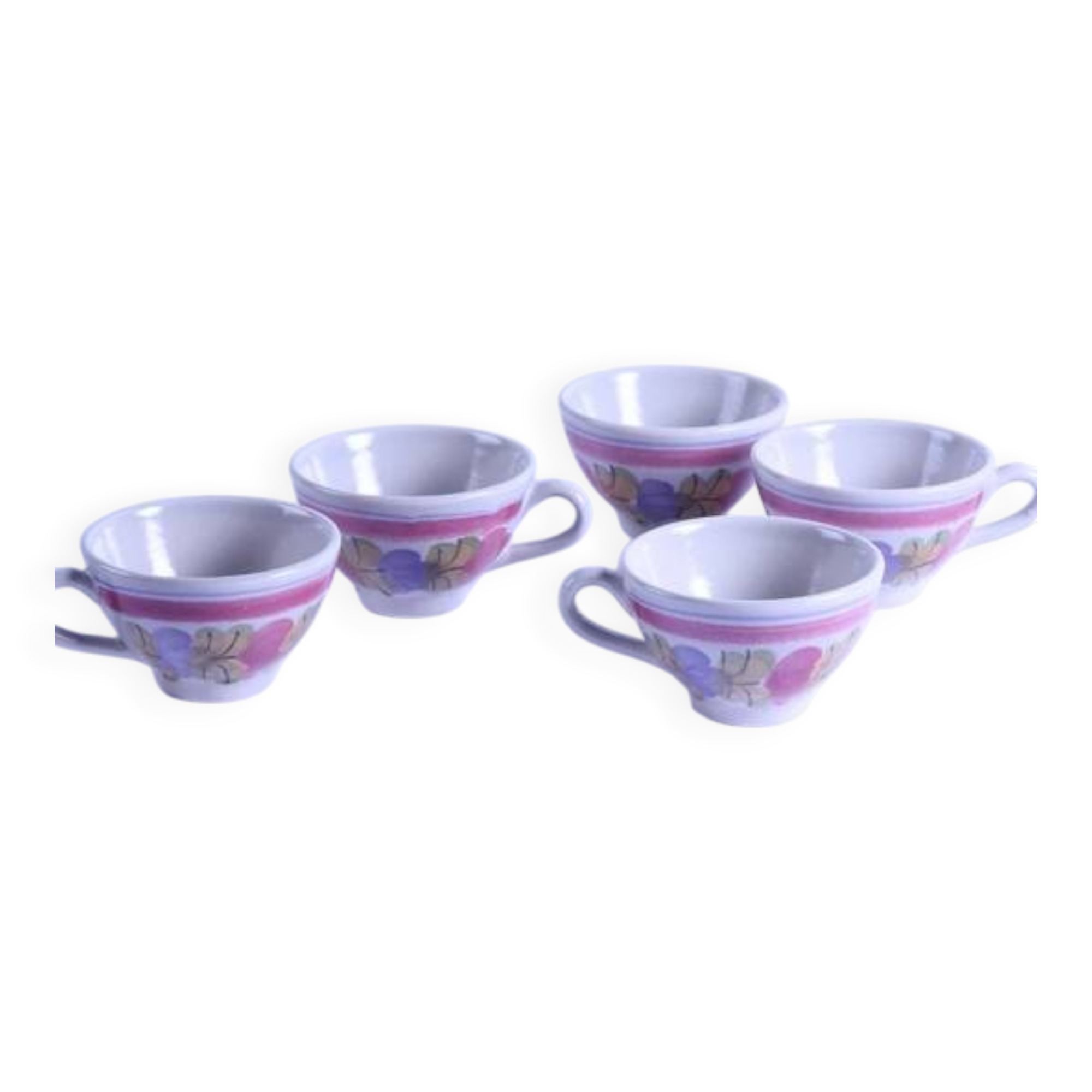 Set of 5 cups or bowls of vintage Brittany cider