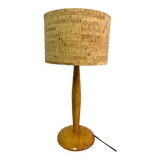 Lampe à poser pied bois avec abat jour