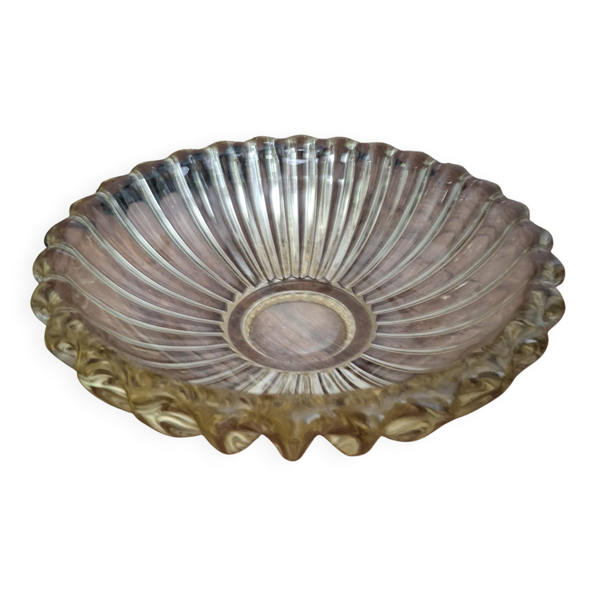 Large glass dish signed Pierre d'Avesn.