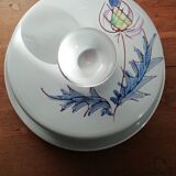 Vallauris cheese bell and dish with thistle decor from the 60s