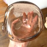 Pink bubbled glass decanter Biot vintage 60s