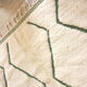 Magnificent Berber carpet Béni Ouarain green and white with diamonds and braided border