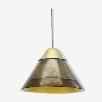 Mid century smoked glass pendant lamp by Peill and Putzler Germany 1970s