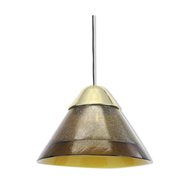Suspension en verre fumé mid century de Peill et Putzler Allemagne années 1970