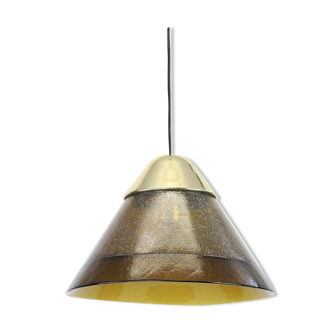 Mid century smoked glass pendant lamp by Peill and Putzler Germany 1970s