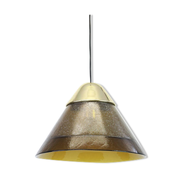 Mid century smoked glass pendant lamp by Peill and Putzler Germany 1970s