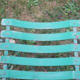 Pair of mid century distressed painted iron garden chairs