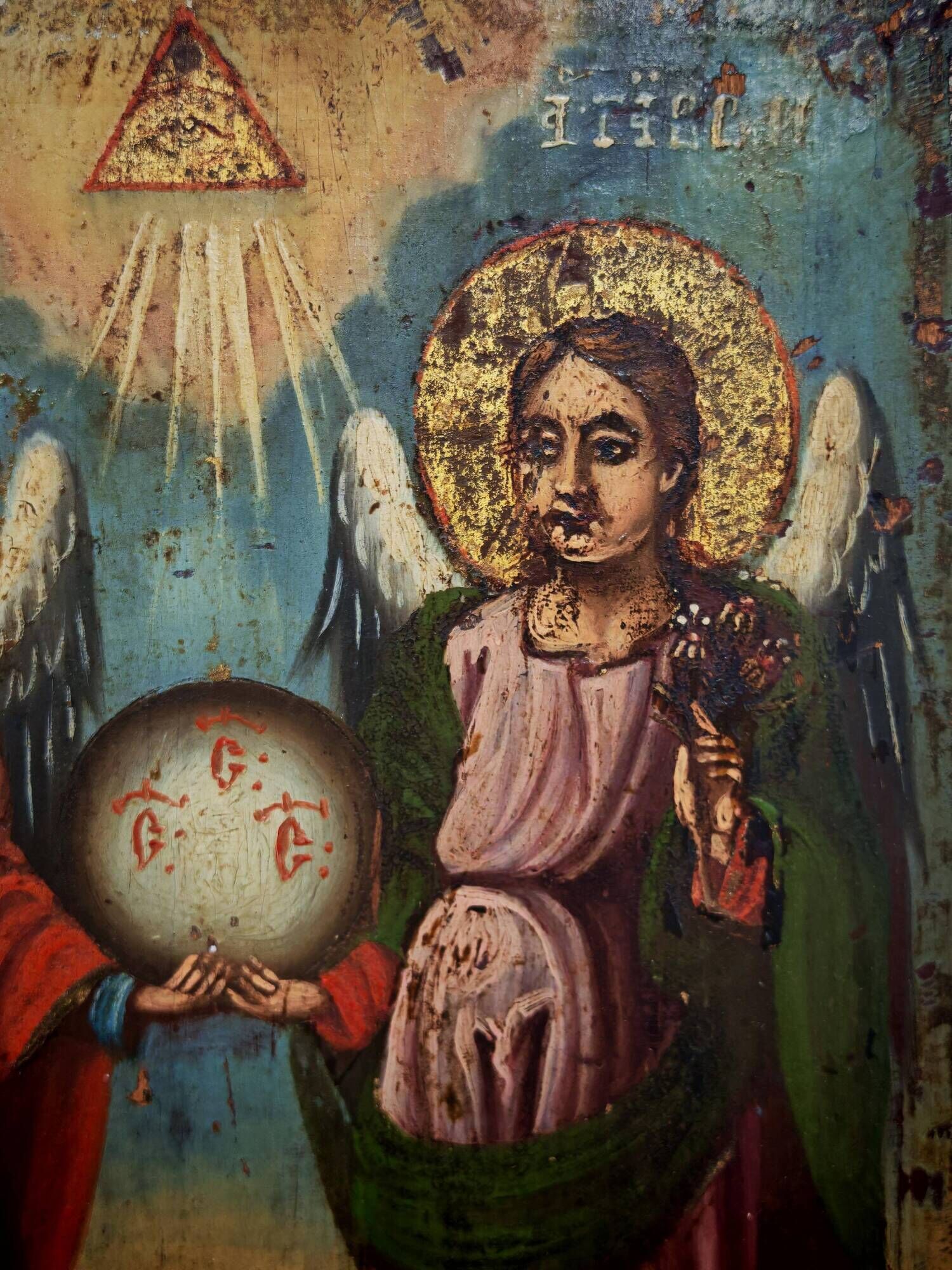 Antique Orthodox icon of Archangels Michael and Gabriel 1857