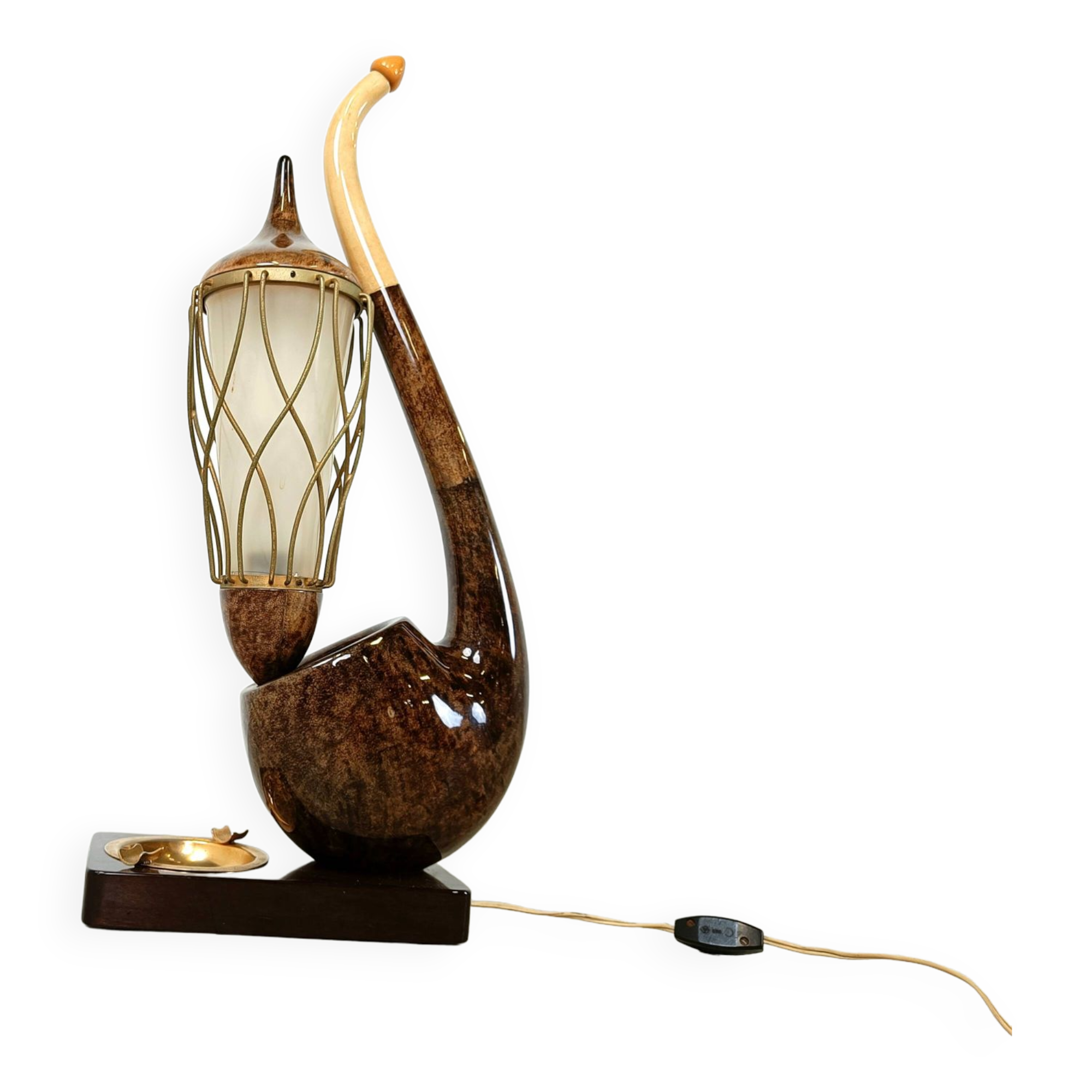 Lampe de table vintage en forme de pipe par Aldo Tura, 1960