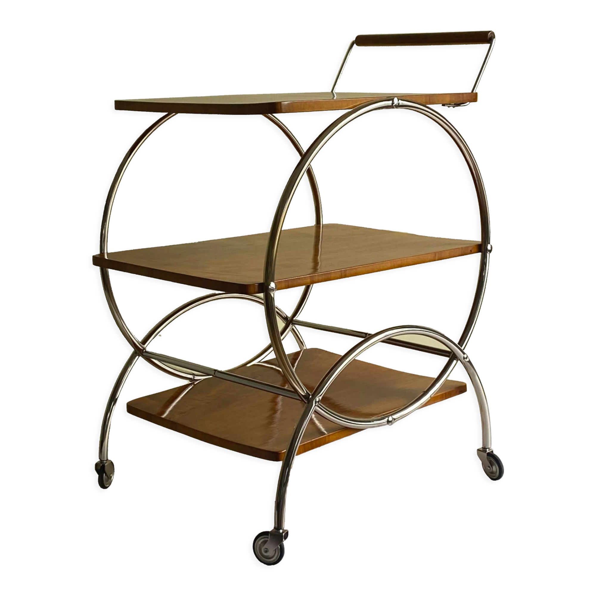 Art deco rolling bar cart, hungary 1930s