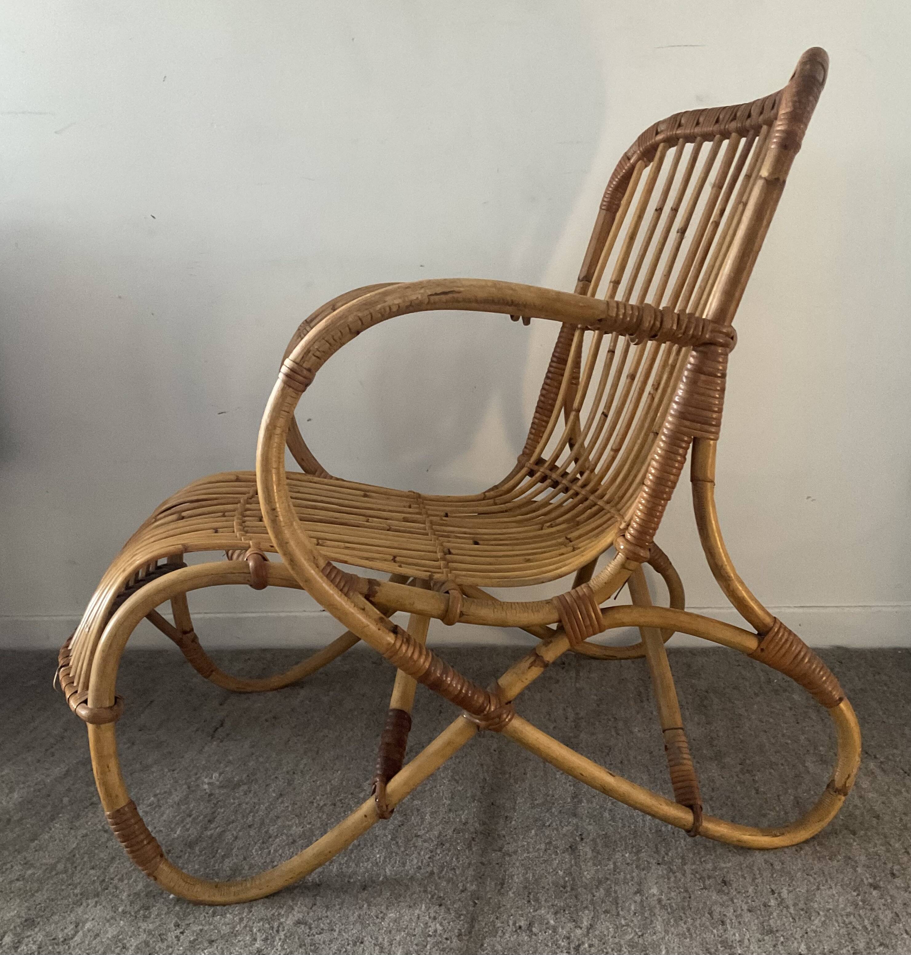 1970s rattan children's armchair