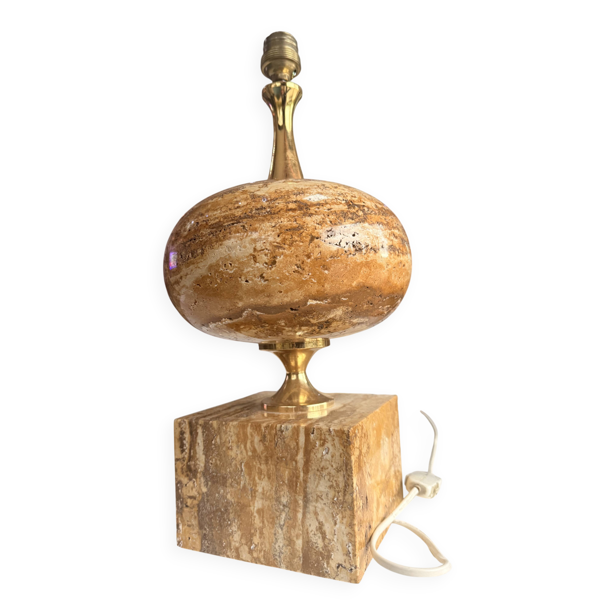 Travertine Lamp Base by Philippe Barbier, 1970s