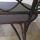 Vintage children's desk console bamboo rattan curved wood Thonet style 80s dark mahogany