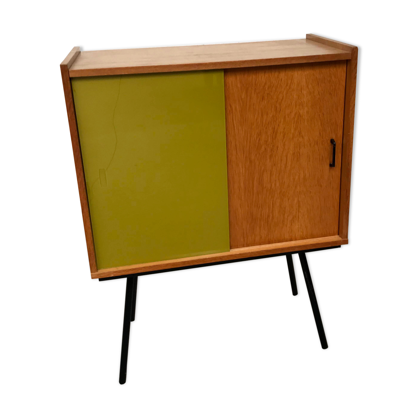 Showcase small furniture vintage blond wood 60s